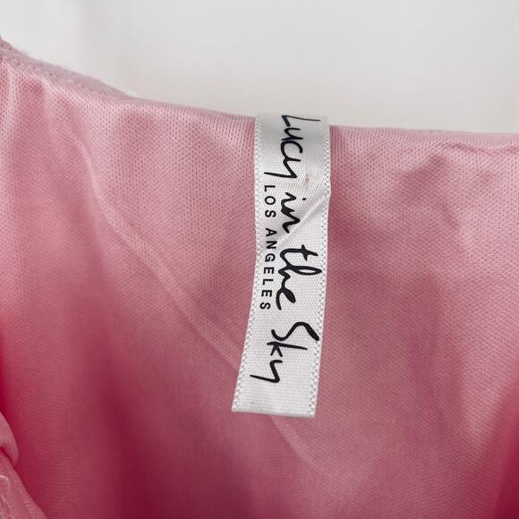 Lucy in the Sky Sequin Velvet Bodycon Mini Dress Iridescent Pink Womens XS - Picture 6 of 7